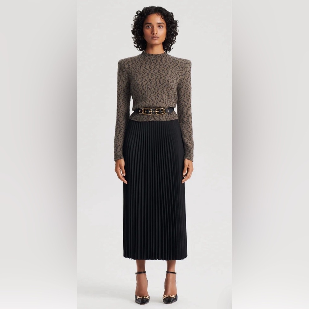 NWT Scanlan Theodore Twill Black Pleat Skirt